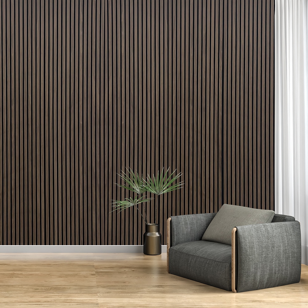 000dark smoke oak Soundproof Wooden Slat Acoustic Panels